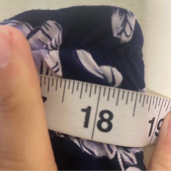 Ellos Size 2X Womens Pull On Palazzo Pants Floral Wide Leg Crop Blue Stretch - Picture 7 of 9